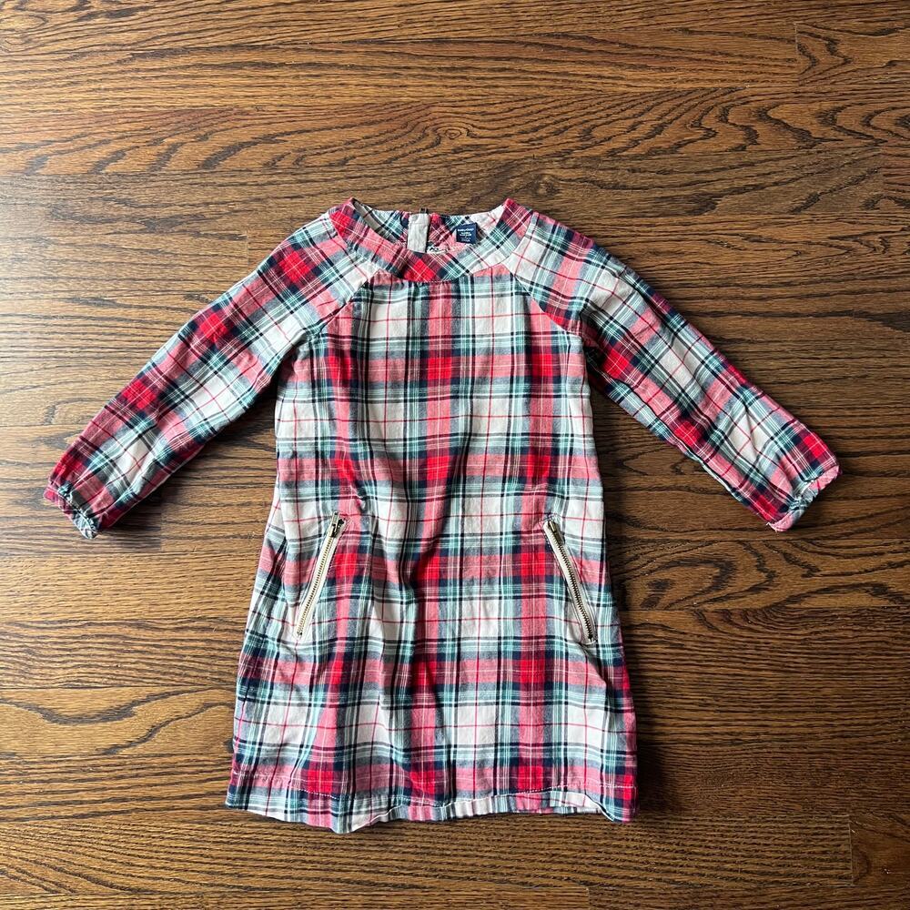 Baby Gap Toddler Girl's Lined 100% Cotton Holiday Plaid Zipper Dress Tunic -4